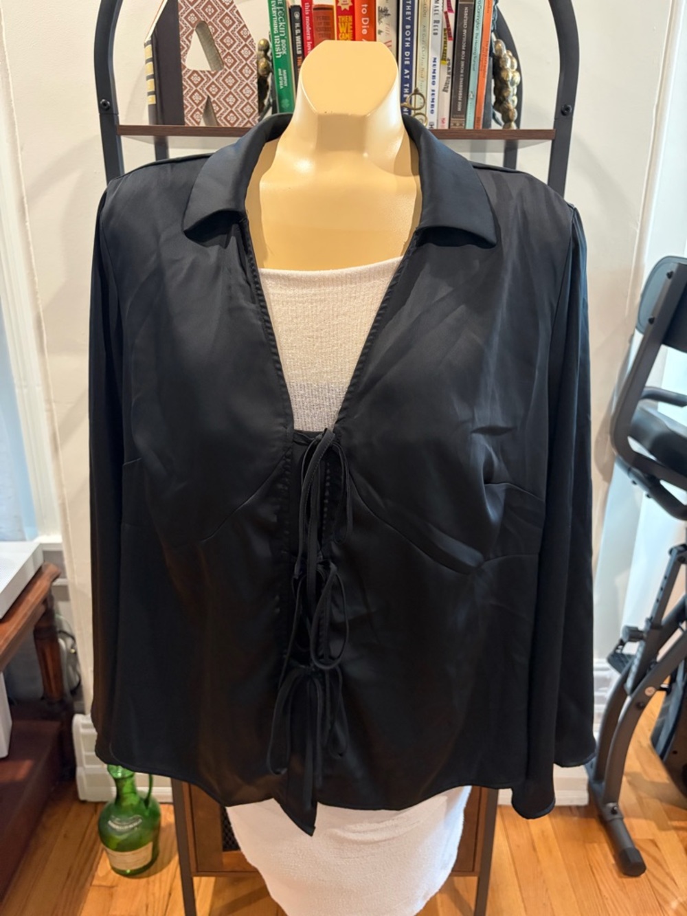 Black satin going out top
